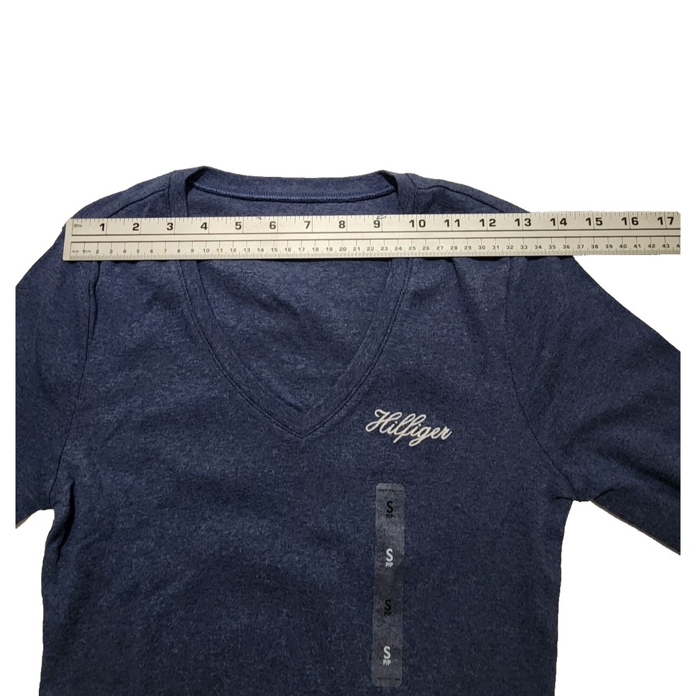 Tommy Hilfiger Women's T-shirt V-neck Long Sleeve Size Small Blue New - Picture 5 of 9